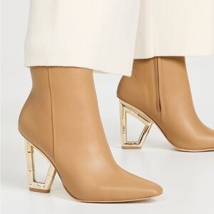 Cult Gaia Valeska Leather Gold Toned Boots Camel Size 10/41 New/ NWOBOX💞